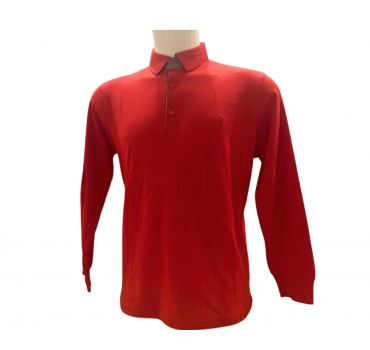 Koszulka Polo z długim rękawem, czerwona